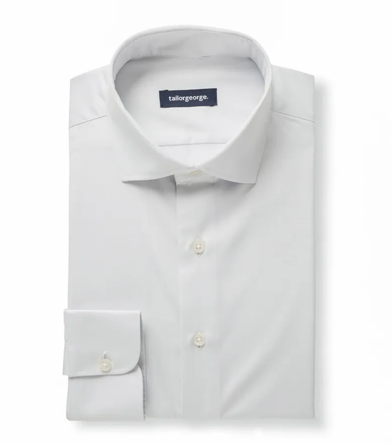 Camisa de popelina blanca lisa de fácil planchado