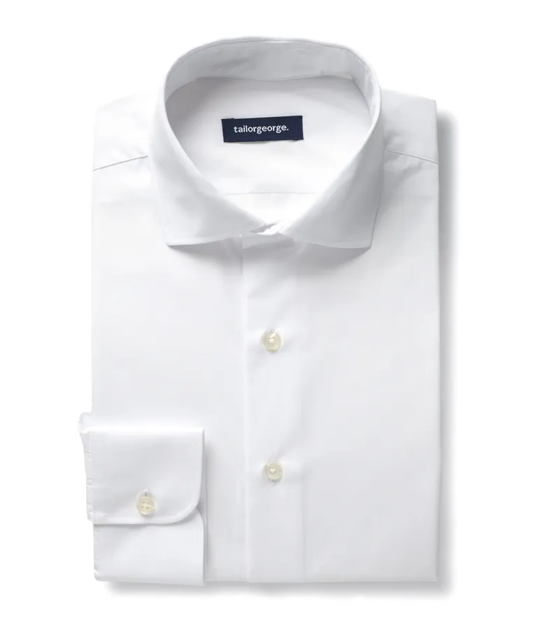 Camisa de popelina blanca lisa de fácil planchado