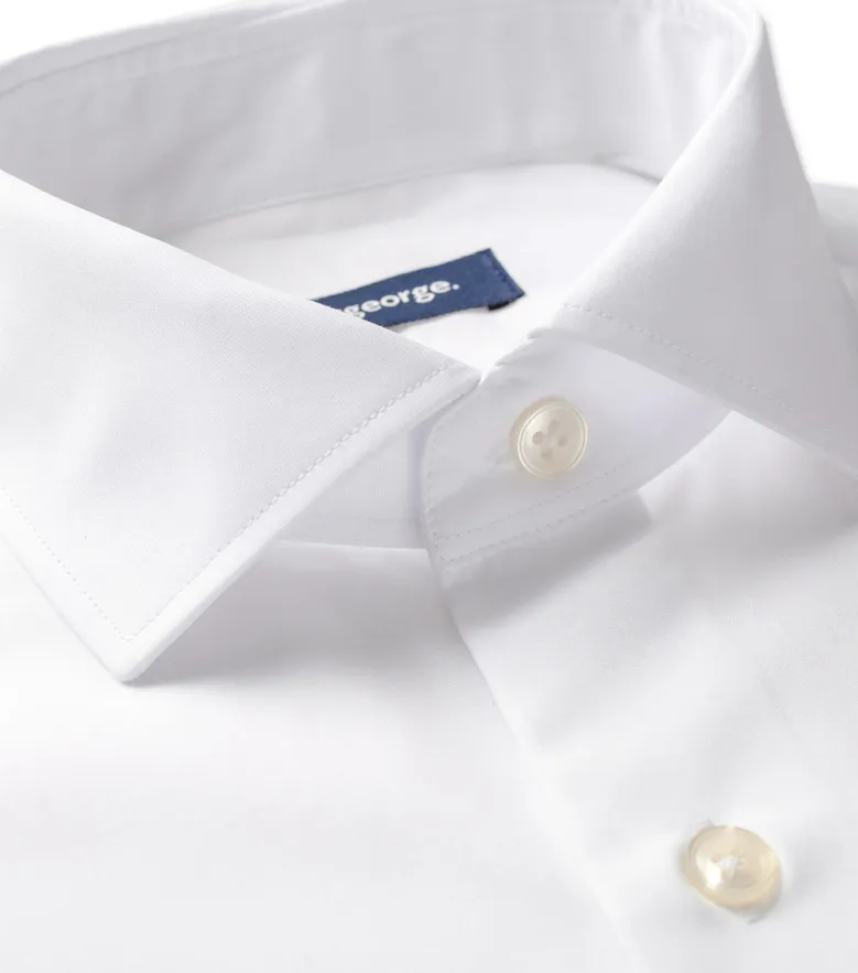 Camisa de popelina blanca lisa de fácil planchado