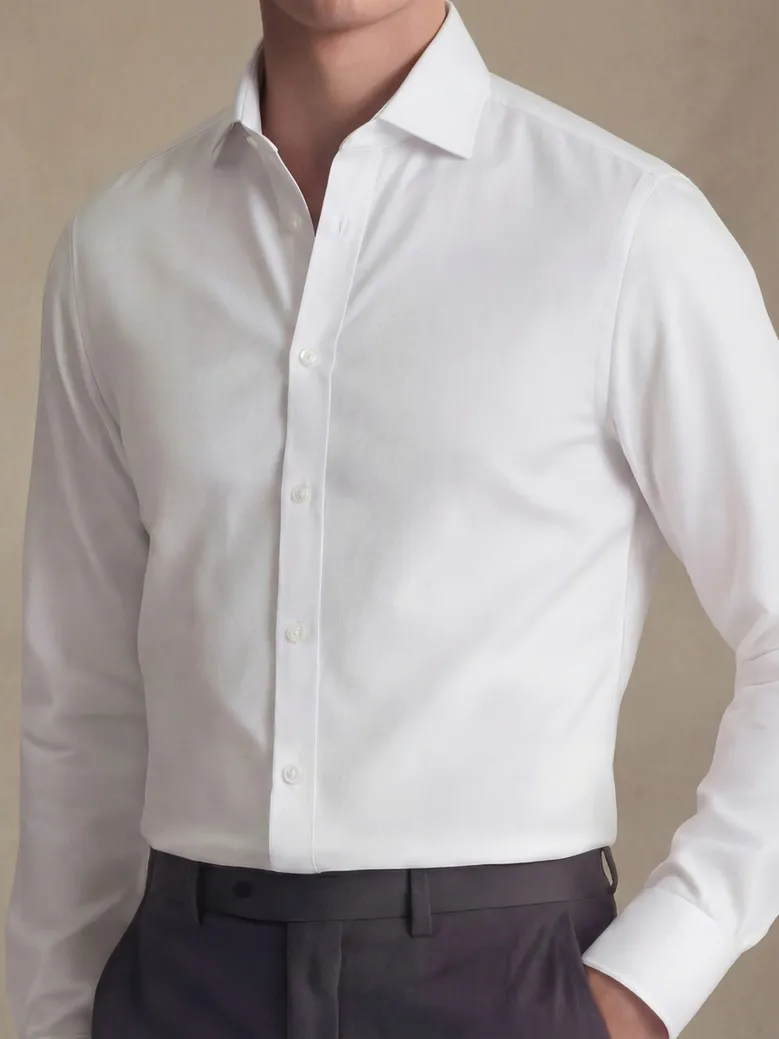 Camisa de popelina blanca lisa de fácil planchado