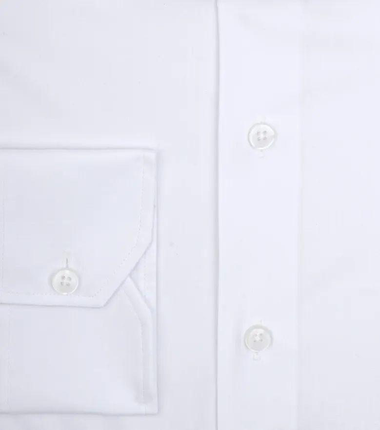 Camisa de popelina blanca lisa de fácil planchado