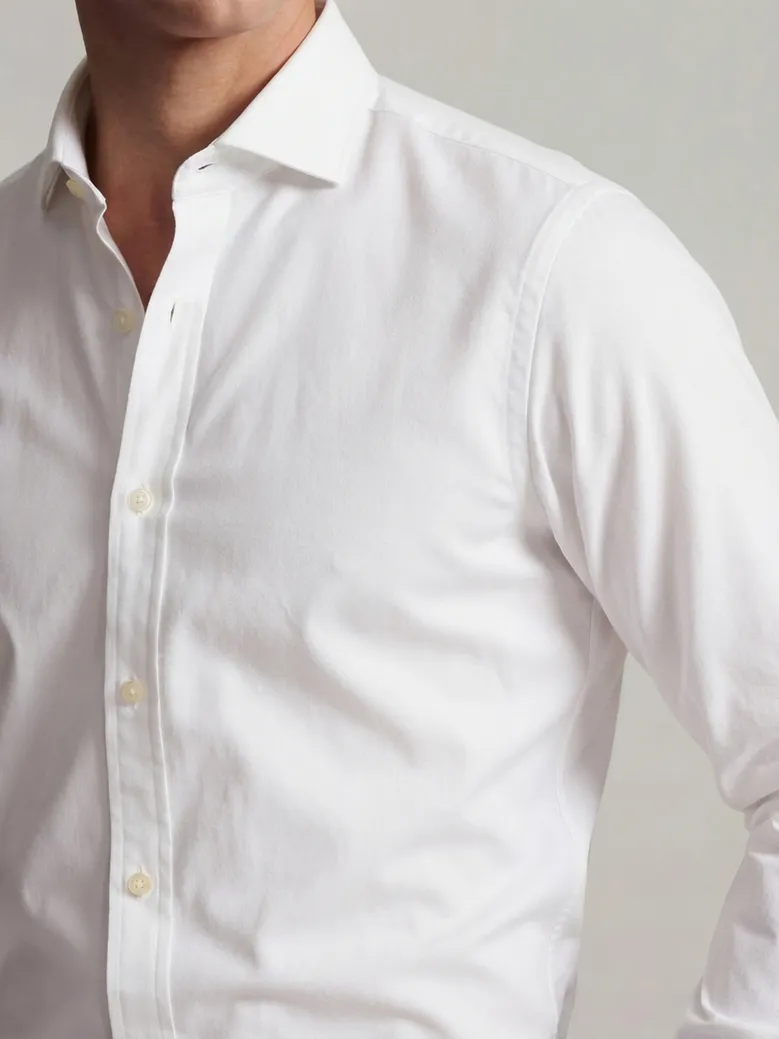 Camisa de popelina blanca lisa de fácil planchado