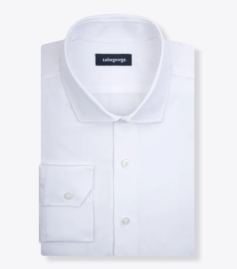 Camisa de popelina blanca lisa de fácil planchado