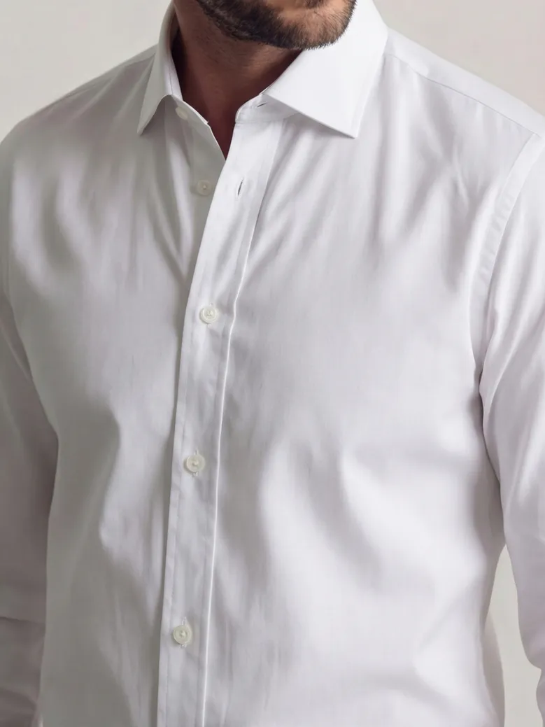 Camisa de popelina blanca lisa de fácil planchado