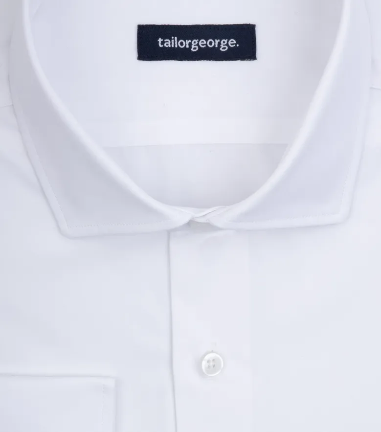 Camisa de popelina blanca lisa de fácil planchado
