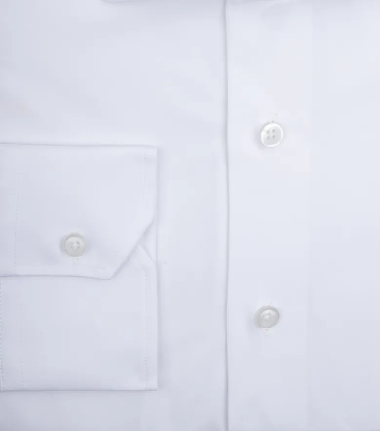 Camisa de popelina blanca lisa de fácil planchado