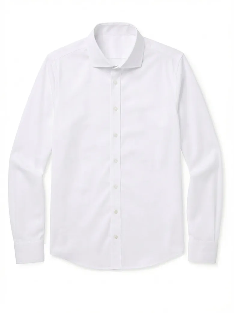 Camisa de popelina blanca lisa de fácil planchado