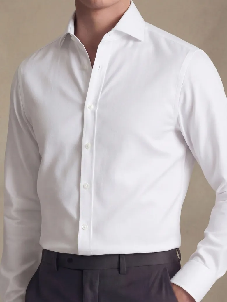 Camisa de popelina blanca lisa de fácil planchado
