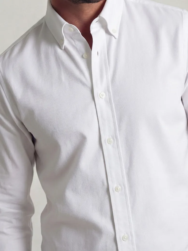 Camisa de popelina blanca lisa de fácil planchado