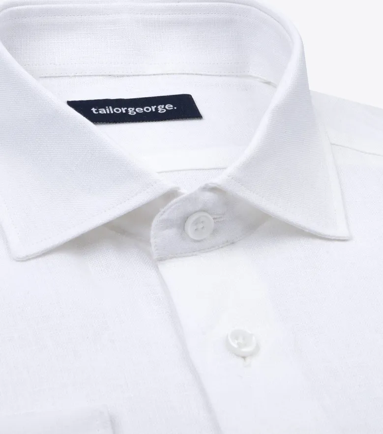 Camisa de popelina blanca lisa de fácil planchado
