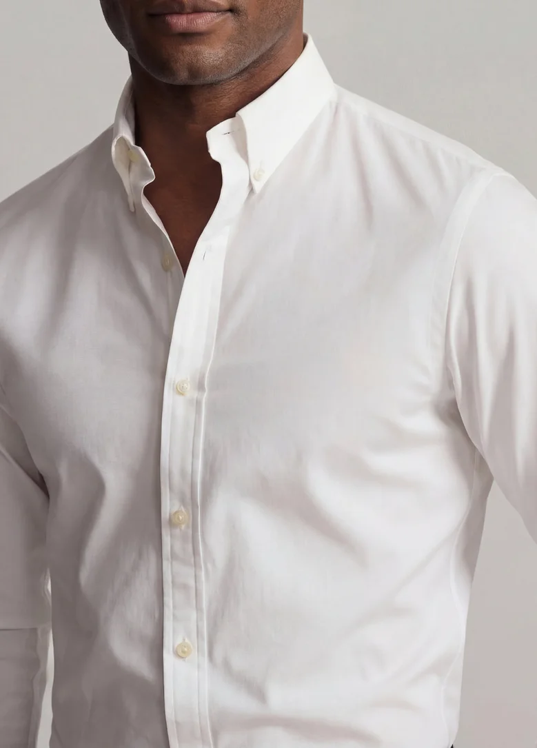 Camisa de popelina blanca lisa de fácil planchado