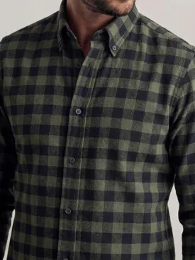 Camisa de franela a cuadros verde militar