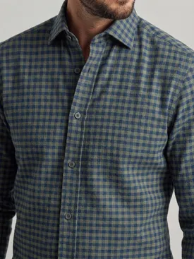 Camisa de franela a cuadros verde caqui