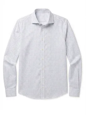 Camisa de sarga a cuadros azul marino de fácil planchado