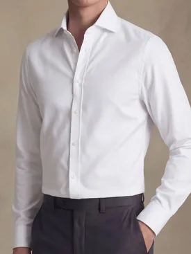 Camisa de sarga blanca lisa de fácil planchado