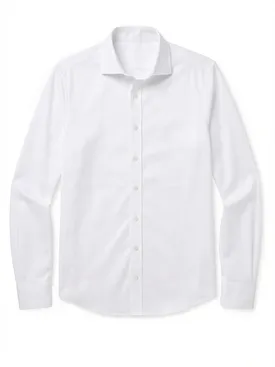 Camisa de sarga blanca lisa de fácil planchado