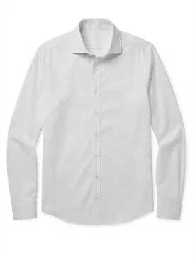 Camisa de sarga lisa gris perla de fácil planchado