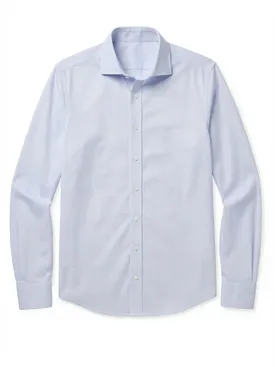 Camisa azul claro lisa de punto fácil de planchar
