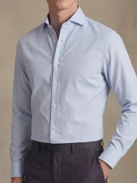 Camisa de popelina de rayas azul claro