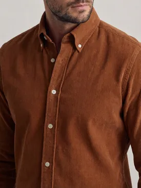 Camisa de pana lisa de color naranja