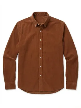 Camisa de pana lisa de color naranja
