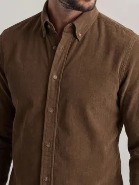 Camisa de pana marrón lisa