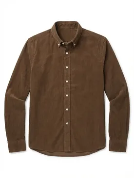 Camisa de pana marrón lisa