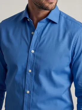 Camisa de gabardina gruesa azul lisa