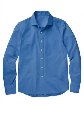 Camisa de gabardina gruesa azul lisa