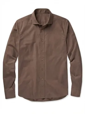 Camisa de gabardina gruesa marrón lisa