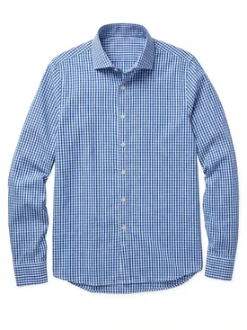 Camisa de popelina a cuadros azul brillante