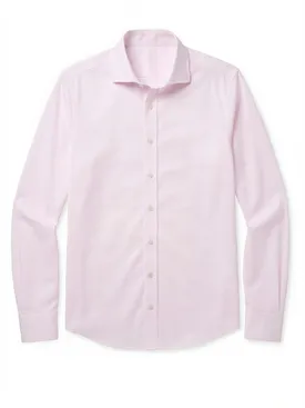 Camisa lisa de popelina rosa pálido