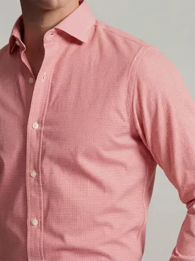 Camisa de sarga a cuadros rojos brillantes de fácil planchado