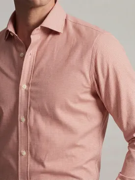 Camisa de sarga a cuadros naranja de fácil planchado