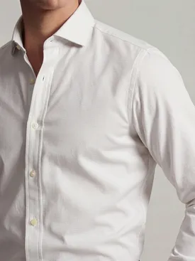 Camisa de sarga beige lisa de fácil planchado