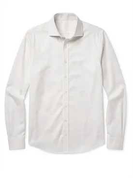 Camisa de sarga beige lisa de fácil planchado