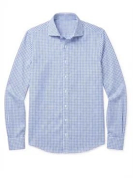 Camisa de sarga a cuadros azul cielo