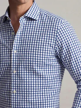 Camisa de sarga a cuadros azul marino
