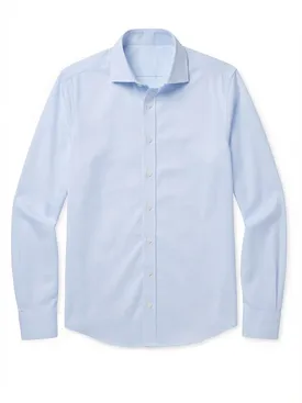 Camisa de popelina azul cielo lisa de fácil planchado