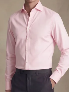 Camisa de popelina lisa rosa pálido de fácil planchado
