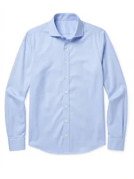 Camisa dobby azul cielo lisa de fácil planchado