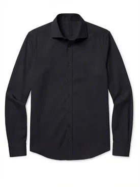 Camisa de popelina negra lisa de fácil planchado