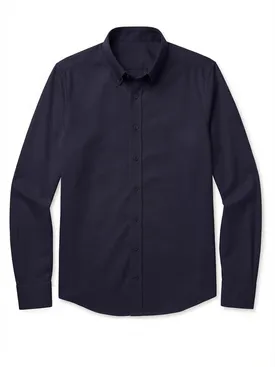 Camisa Oxford americana de peso pesado lisa azul marino