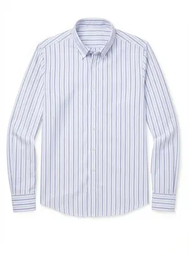 Camisa Oxford americana de peso pesado con rayas azul cielo
