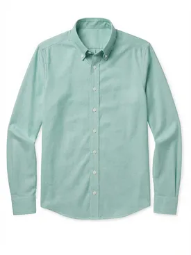 Camisa Oxford americana de peso pesado, color verde liso
