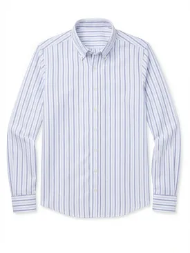 Camisa Oxford americana de peso pesado con rayas azul cielo