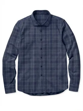Camisa de sarga a cuadros escoceses azules