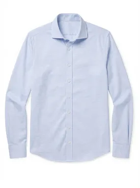 Camisa de sarga azul cielo lisa