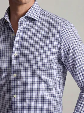Camisa de sarga a cuadros azules de fácil planchado