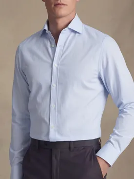 Camisa de popelina de rayas azul cielo de fácil planchado